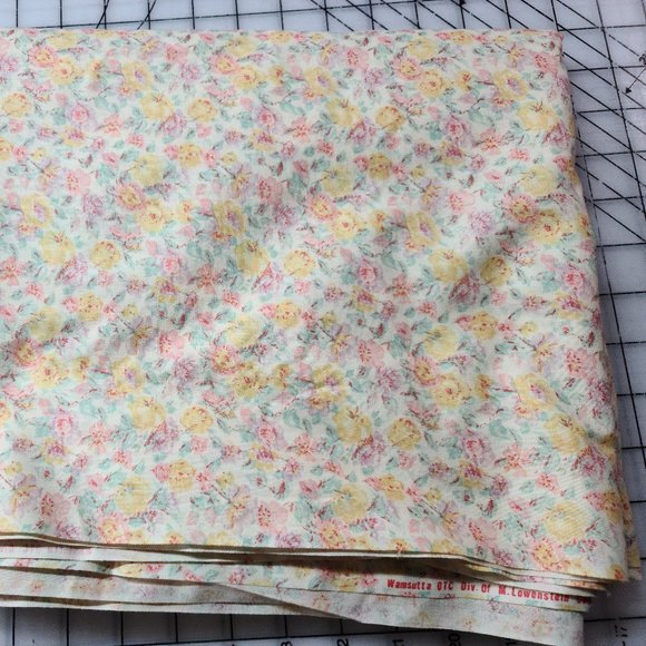 Wamsutta OTC M Lowenstein Fabric  Yellow/Pink Floral Vintage - Picture 1 of 9
